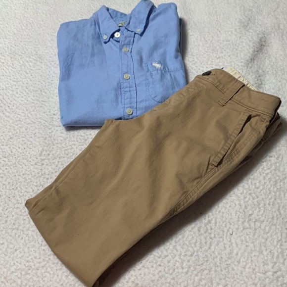 Abercrombie Kids Khaki Chinos & Button-Up Shirt, EUC, Size 13/14 Slim Pants - Picture 15 of 16